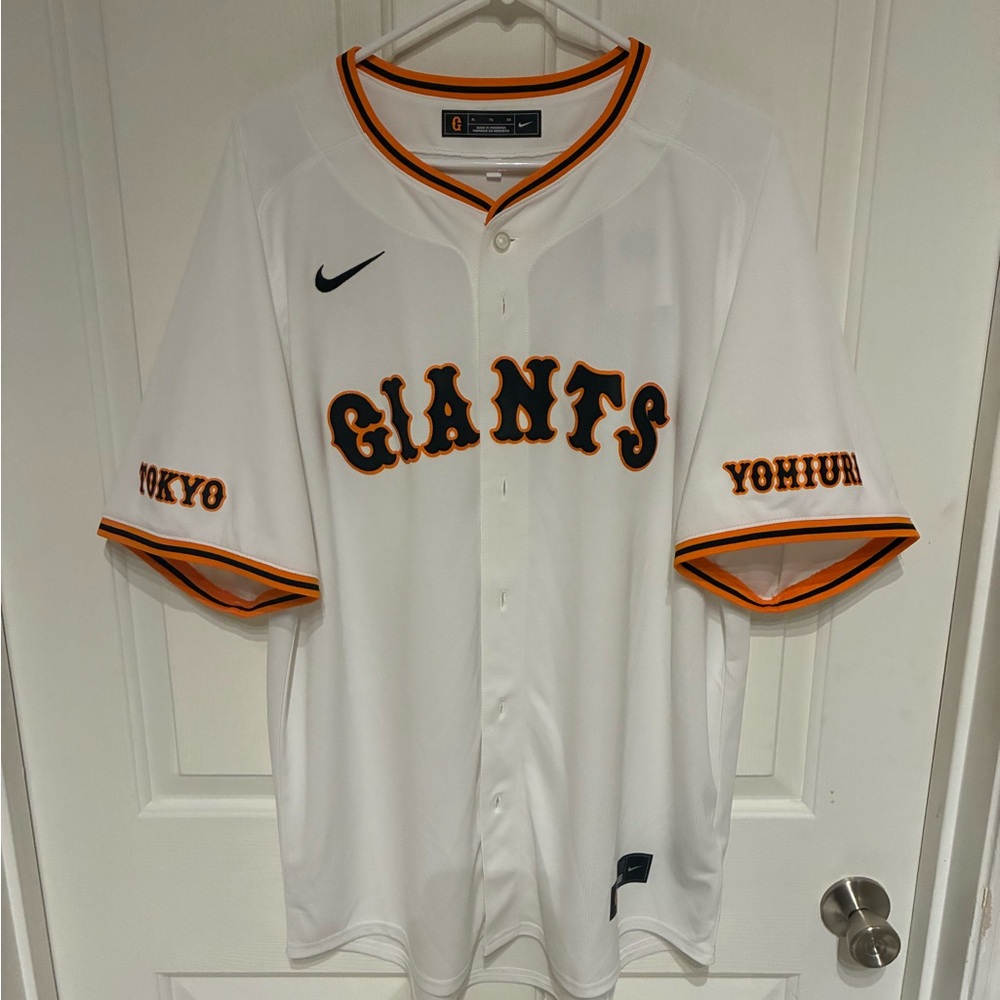 Tokyo Yomiuri Giants White Baseball Jersey with Orange Accents
